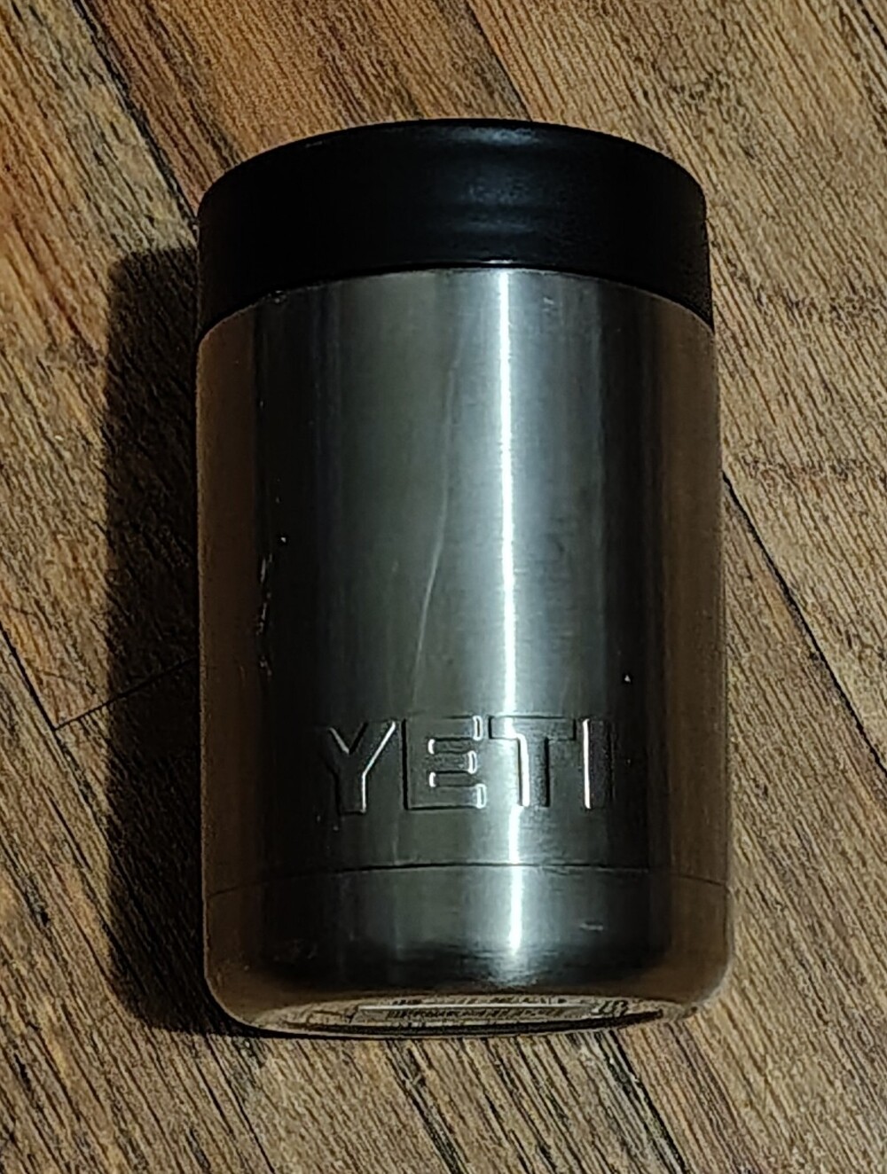 YETI Stainless Steel Can Insulator - Silver with Black Lid